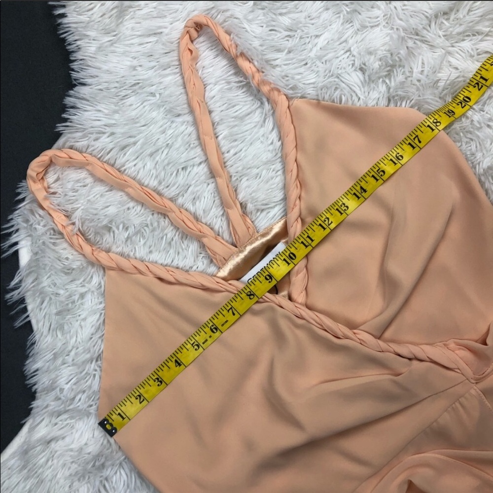 NWT Joanna August Peach Blush Wrap Chiffon Gown - Picture 7 of 8